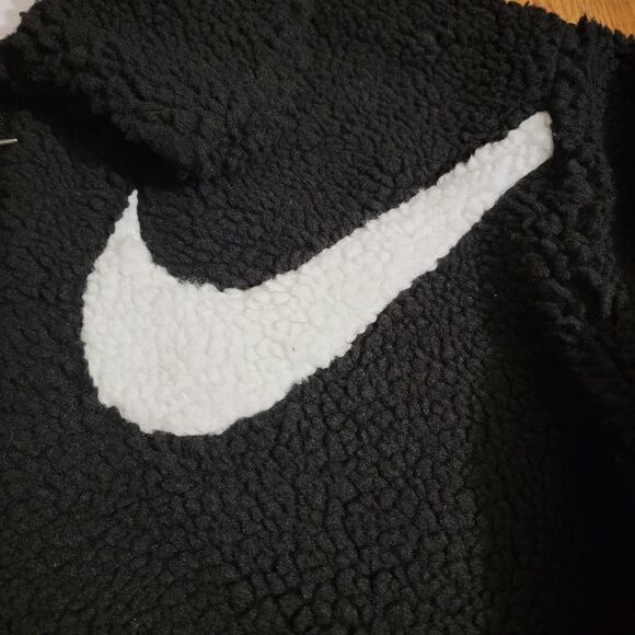 Nike Sportswear Swoosh Teddy Sherpa Jacket Black White Dunk Low Quilt Size M New - Picture 5 of 17